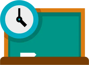 Classroom Blackboardand Clock PNG