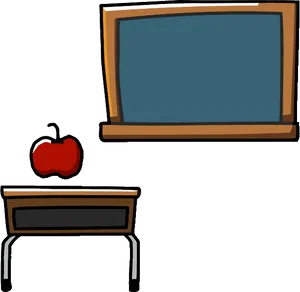 Classroom Blackboardand Deskwith Apple