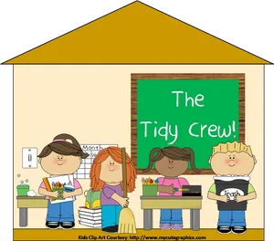 Classroom Cleanup Cartoon Kids