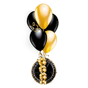 Classy Black And Gold Balloon Arrangement Png 06132024 PNG image