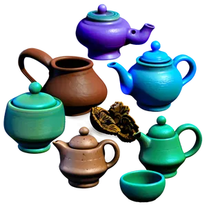Clay Tea Set Collection PNG 06212024 PNG