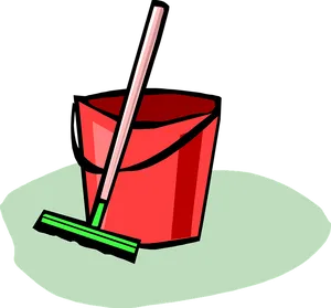 Cleaning Bucketand Mop Cartoon PNG image