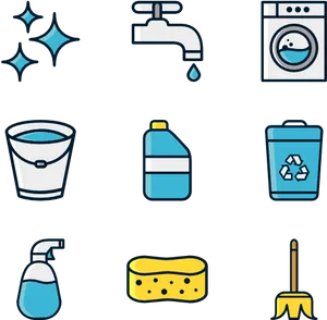 Cleaning Icons Set PNG image