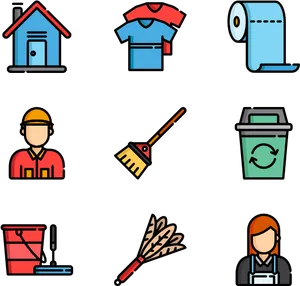 Cleaning Services Icons Set PNG image