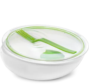 Clear Glass Tiffin Boxwith Green Utensils PNG image