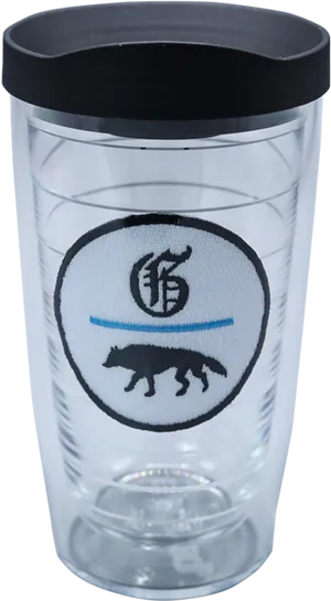 Clear Glass Water Tumbler With Logo PNG image