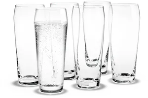 Clear Water Glasses One Filled PNG image