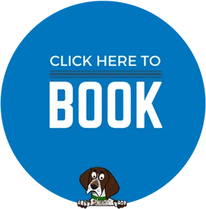 Click Hereto Book Buttonwith Dog PNG image