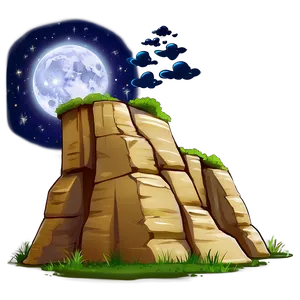 Cliff By The Night Sky Png Lkv76 PNG image