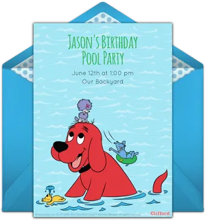 Clifford Pool Party Invitation PNG image