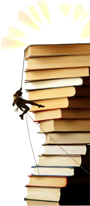 Climbing Books Staircase Illustration PNG image