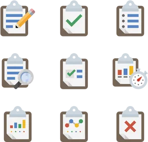 Clipboard Icons Set PNG image