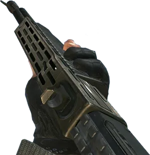 Close Up Hand Holding Gun