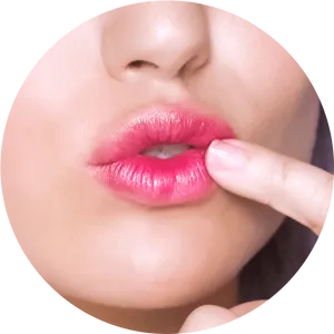 Close Up Pink Lipstick Finger Touch PNG image