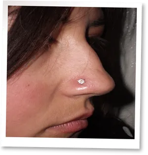 Closeup Nose Piercing Sparkling Stud PNG image
