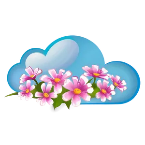 Cloud Cartoon With Flowers PNG 50 PNG