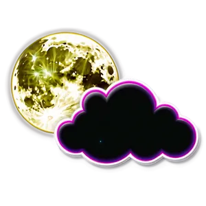 Cloud Cartoon With Moon PNG Hrv34