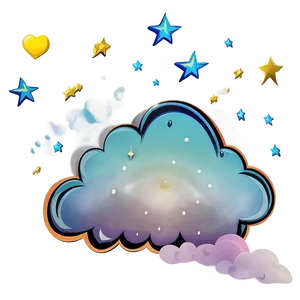 Cloud Cartoon With Stars PNG Usn81