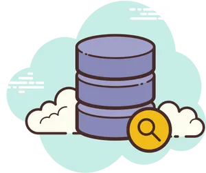 Cloud Database Search Illustration PNG image