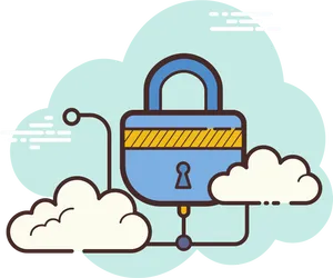 Cloud Security Padlock Illustration