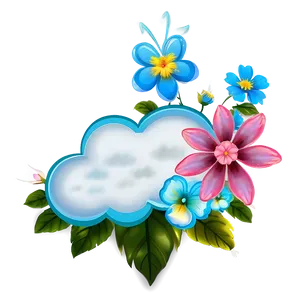 Cloud With Flowers PNG Gao PNG