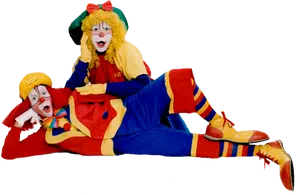 Clown Duo Performance Pose