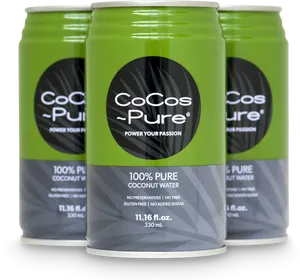 Co Cos Pure Coconut Water Cans PNG image