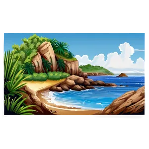 Coastal Landscape Drawing PNG Qxf36