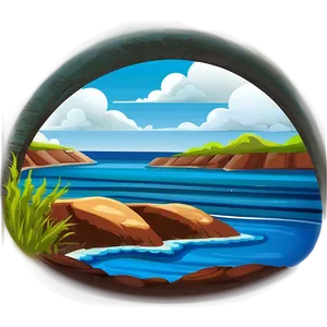 Coastal Landscape Drawing PNG Wrq