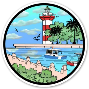 Coastal Lighthouse Scene PNG image