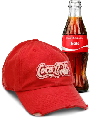 Coca Cola Bottleand Branded Cap PNG image