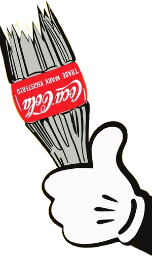 Coca Cola Branded Paintbrush Thumbs Up PNG image