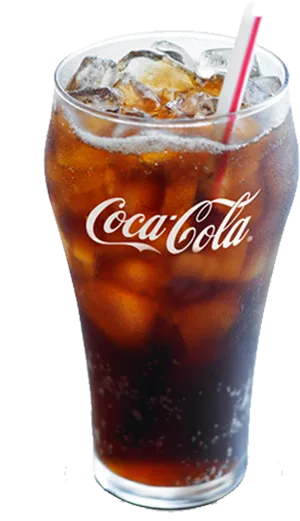 Coca Cola Glass With Iceand Straw PNG image