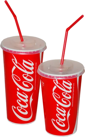 Coca Cola Paper Cupswith Straws PNG image