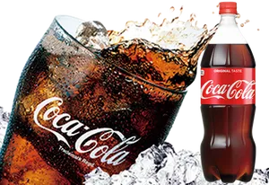 Coca Cola Splashand Bottle PNG image