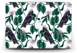Cockatoo Floral Pattern Laptop Case PNG image