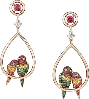 Cockatoo Gemstone Earrings PNG image