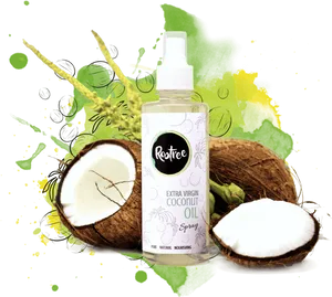 Coconut Oil Spray Product Presentation PNG