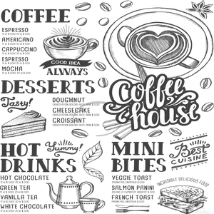 Coffee House Menu Illustration PNG image