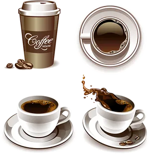 Coffee Variety Vector Illustration PNG