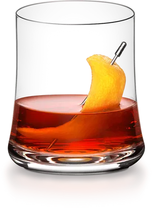 Cognac Glass With Orange Twist PNG image