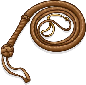 Coiled Brown Leather Whip PNG image