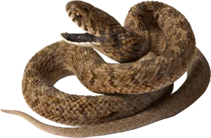 Coiled Brown Snake Black Background.jpg PNG