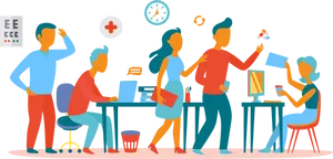 Collaborative Office Teamwork Illustration PNG