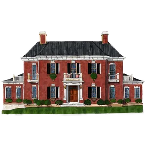 Colonial Mansion Blueprint PNG 28