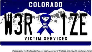 Colorado Victim Services License Plate PNG image