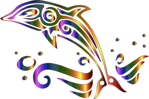Colorful Abstract Dolphin Art PNG image