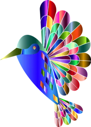 Colorful Abstract Hummingbird Art PNG image