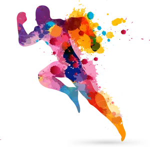Colorful Abstract Runner Artwork PNG image