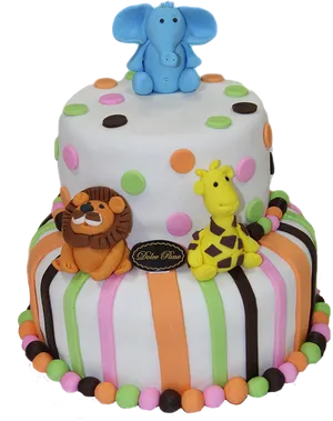 Colorful_ Animal_ Themed_ First_ Birthday_ Cake